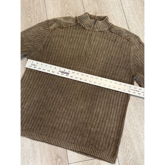 Buckle BKE Mens XXL 2XL Half Zip Pullover Patched Distressed Sweater Brown - Picture 5 of 8